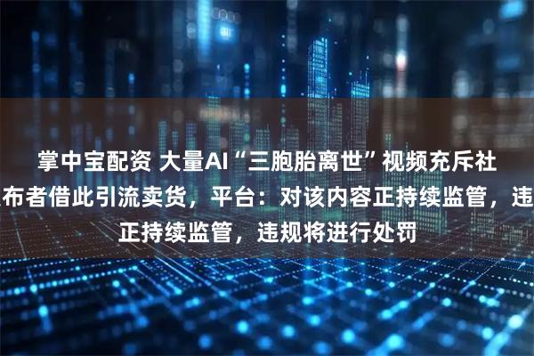 掌中宝配资 大量AI“三胞胎离世”视频充斥社交平台，有发布者借此引流卖货，平台：对该内容正持续监管，违规将进行处罚